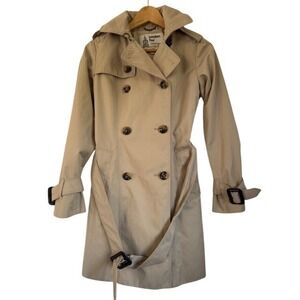 Vintage London Fog Heritage Trench Coat Women's Beige Rain Coat - Petite XS